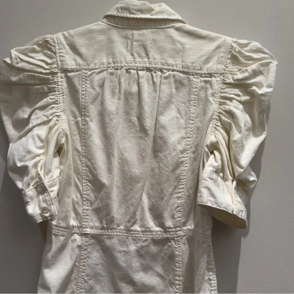 Frame - Gillian Denim Mini Puff Sleeve Shirt Dress Size Small - Picture 6 of 10